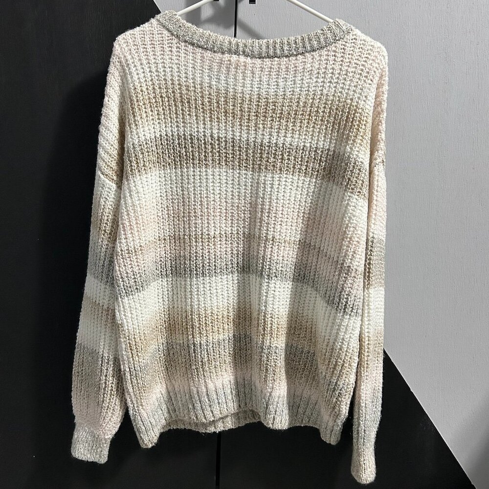 Ady P Striped Knit Sweater Scoop Neckline Women's Size L - Picture 6 of 9